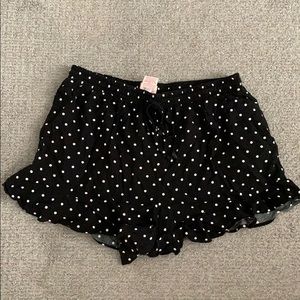 Black polka dot high waisted shorts